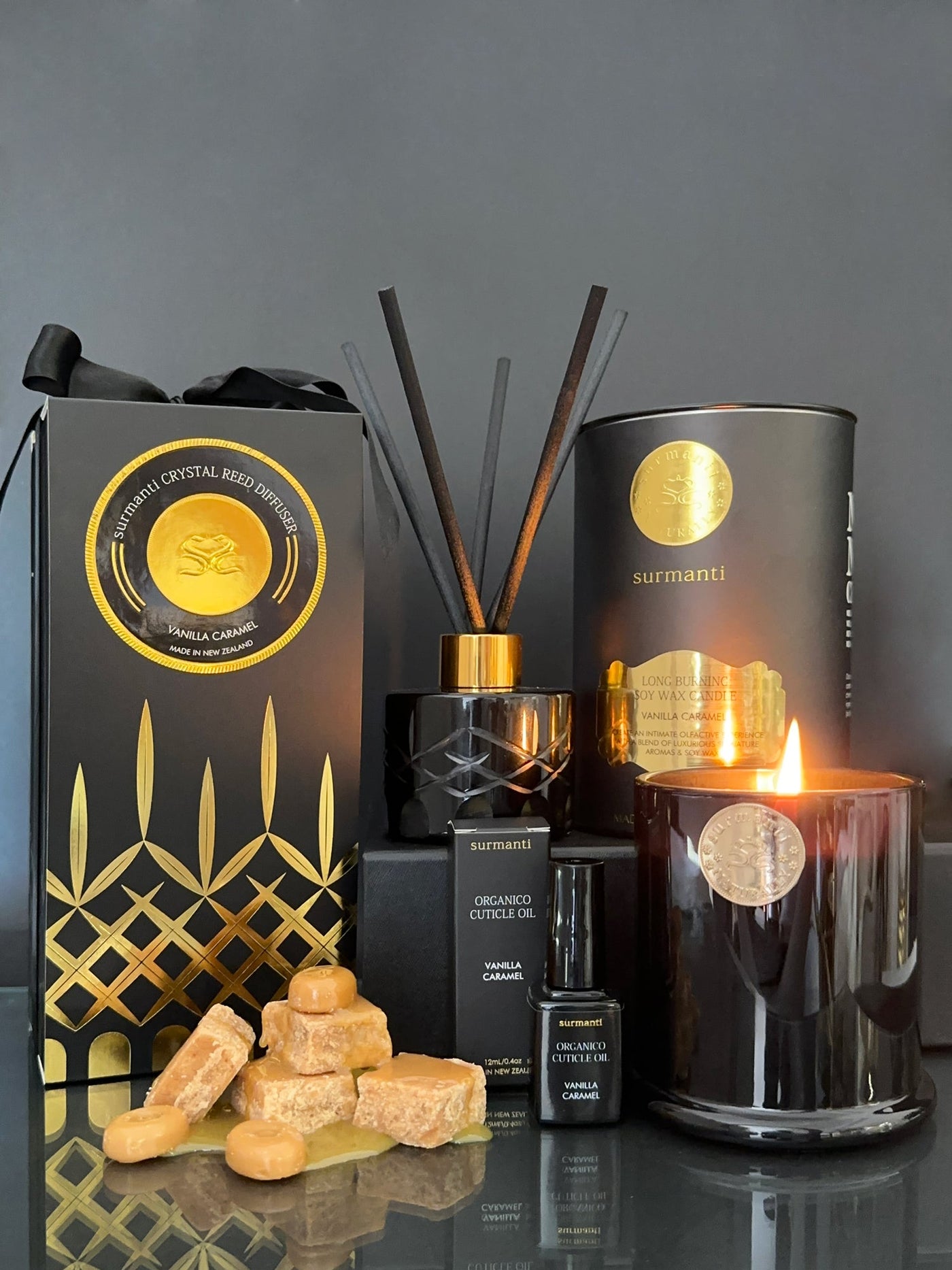 Vanilla Caramel Crystal Reed Diffuser - Small Rooms 100mL