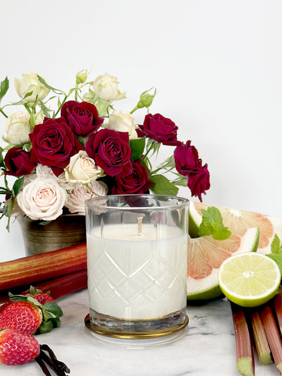 Roses & Rhubarb Crystal Series Long Burning Coconut Wax Candle 300gm