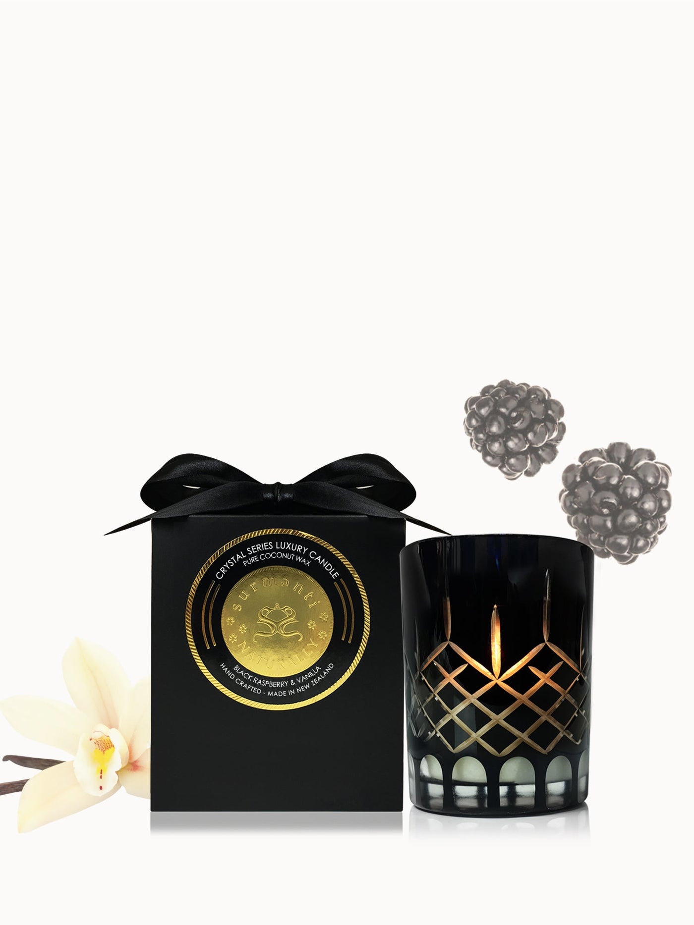 Black Raspberry & Vanilla Crystal Series Long Burning Pure Coconut Wax Candle Small 150gm